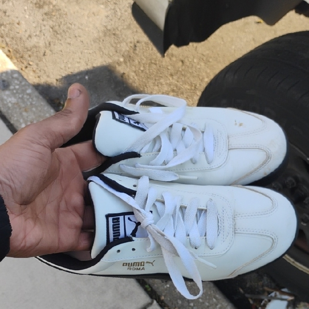 Puma White Classic Sneakers with Minimalist Design